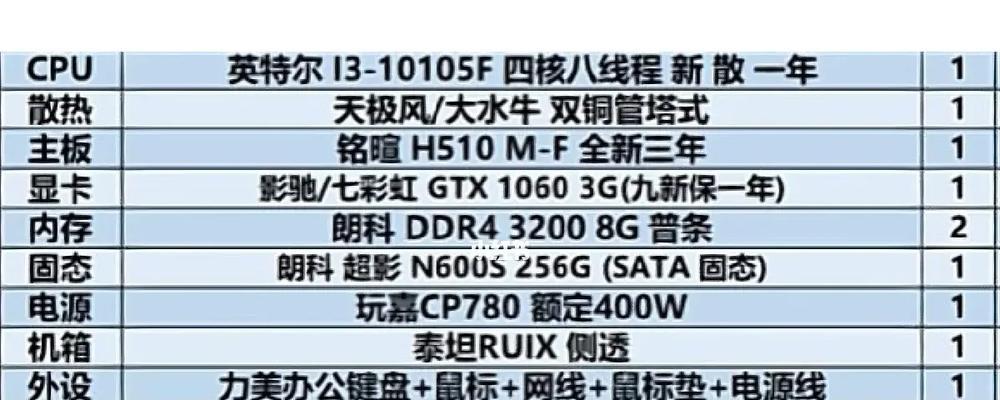 塔式电脑配置表如何解读？配置推荐表中哪些参数最重要？  第2张